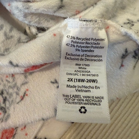 Aria Red and White Floral Nightgown 2X - Picture 7 of 9